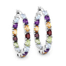 5.44 Carat Genuine Multi Stones .925 Sterling Silver Earrings-1