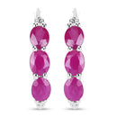 1.81 Carat Genuine Ruby and White Diamond .925 Sterling Silver Earrings-3