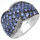 2.50 Carat Genuine Tanzanite & White Topaz .925 Sterling Silver Ring-1