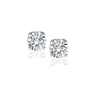 14k White Gold Diamond Four Prong Stud Earrings (1 cttw) - 0
