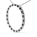 .925 Sterling Silver 2.0 Cttw Alternating Black and White Diamond Open Hoop Circle Pendant Necklace (H-I Color, I2-I3 Clarity) - 18" Inches-3
