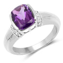 1.52 Carat Genuine Amethyst and White Topaz .925 Sterling Silver Ring-1