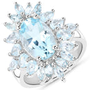 19.18 Carat Genuine Blue Topaz .925 Sterling Silver 3 Piece Jewelry Set (Ring, Earrings, and Pendant w/ Chain)-3