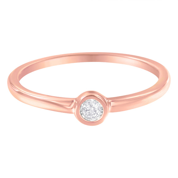 14K Rose Gold Plated .925 Sterling Silver Miracle Set Diamond Ring (1/20 Cttw, J-K Color, I1-I2 Clarity) - Size 6