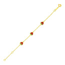 14k Yellow Gold 5 1/2 inch Childrens Bracelet with Enameled Strawberries-1