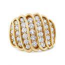 14K Yellow Gold Plated .925 Sterling Silver 2.00 Cttw Diamond Multi Row Band Ring (J-K Color, I1-I2 Clarity) - Ring Size 7-1