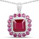 8.48 Carat Glass Filled Ruby and White Topaz .925 Sterling Silver Pendant-1