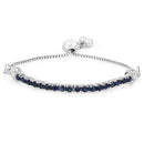 2.41 Carat Genuine Blue Sapphire and White Zircon .925 Sterling Silver Bracelet-1