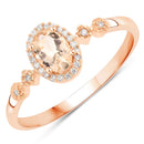0.48 Carat Genuine Morganite and White Diamond 10K Rose Gold Ring-3