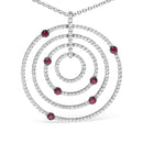 18K White Gold 2 1/6 Cttw Pave Set Diamonds and Red Ruby Openwork Circles 18" Pendant Necklace  (G-H Color, SI2-I1 Clarity) - Adjustable up to 16" - 18"-2