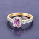 0.80 Carat Genuine Pink Sapphire and White Diamond 14K Yellow Gold Ring-3