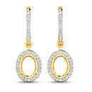 0.32 Carat Genuine White Diamond 14K Yellow Gold Semi Mount Earrings - holds 8x6mm Oval Gemstones-1