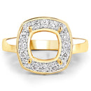 0.48 Carat Genuine White Diamond 14K Yellow Gold Semi Mount Ring - holds 8x8mm Cushion Gemstone-4
