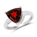 3.56 Carat Genuine Garnet and White Topaz .925 Sterling Silver Ring-1