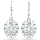 2.93 Carat Genuine Aquamarine and White Topaz .925 Sterling Silver Earrings-1