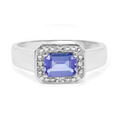1.12 Carat Genuine Tanzanite and White Topaz .925 Sterling Silver Ring-3