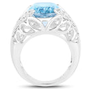 11.29 Carat Genuine Blue Topaz and White Topaz .925 Sterling Silver Ring-2