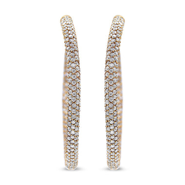 18K Rose Gold 6.90 Cttw Pave Set Diamond Inside Out Eternity Hoop Earrings (F-G Color, VS1-VS2 Clarity) - 0