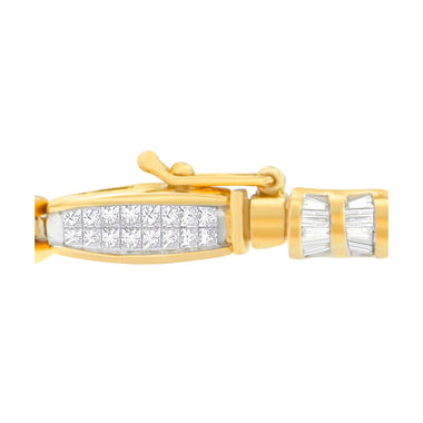 14K Yellow Gold Princess and Baguette Cut Diamond Beaded Bracelet (3.00 cttw, H-I Color, SI1-SI2 Clarity) - 0