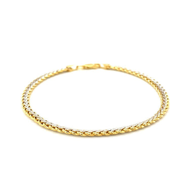 Two-Toned Fine Wheat Chain Bracelet in 10k Yellow and White Gold - 0