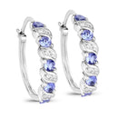 1.08 Carat Genuine Tanzanite and White Topaz .925 Sterling Silver Earrings-1