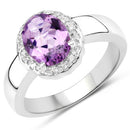 1.68 Carat Genuine  Amethyst and White Topaz .925 Sterling Silver Ring-1
