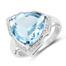8.30 Carat Genuine Blue Topaz & White Diamond .925 Sterling Silver Ring-1