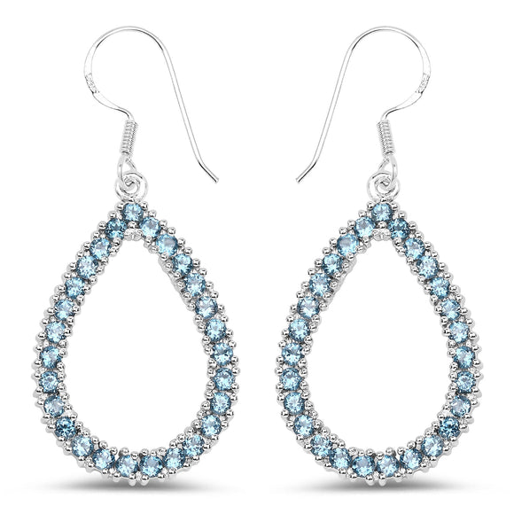 4.32 Carat Genuine London Blue Topaz .925 Sterling Silver Earrings