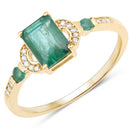 1.07 Carat Genuine Zambian Emerald and White Diamond 14K Yellow Gold Ring-1