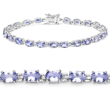 9.68 Carat Genuine Tanzanite .925 Sterling Silver Bracelet - 0