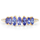 0.76 Carat Genuine Tanzanite and White Diamond 14K Yellow Gold Ring-3