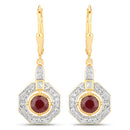 1.78 Carat Genuine Ruby and White Zircon .925 Sterling Silver Earrings-1