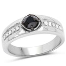 0.65 Carat Genuine Black Diamond and White Diamond .925 Sterling Silver Ring-1