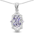 1.03 Carat Genuine Tanzanite & White Topaz .925 Sterling Silver Pendant-1