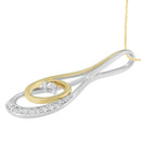 Espira 10K Two-Tone Gold Round Cut Diamond Sparkling Spiral Pendant Necklace (1/6 cttw, J-K Color, I2-I3 Clarity)-3