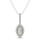 Marquis Shape Diamond Halo Pendant in 14k White Gold (2/3 cttw)-4