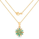 0.72 Carat Genuine Zambian Emerald and White Diamond 14K Yellow Gold Pendant-2