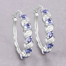 1.08 Carat Genuine Tanzanite and White Topaz .925 Sterling Silver Earrings-4