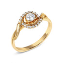 14K Yellow Gold 1/3 Cttw Diamond Solitaire and Halo Swirl Engagement Ring (G-H Color, VS2-SI1 Clarity)- Size 7-3