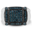 0.81 Carat Genuine Blue Diamond .925 Sterling Silver Ring-3
