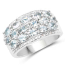 2.44 Carat Genuine Aquamarine & White Topaz .925 Sterling Silver Ring-1