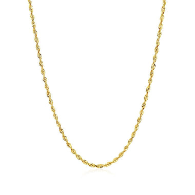 2.0mm 14k Yellow Gold Solid Diamond Cut Rope Chain - 0