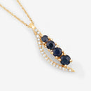 0.40 Carat Genuine Blue Sapphire and White Diamond 14K Yellow Gold Pendant-4