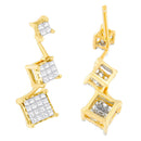14K Yellow Gold 1 cttw Princess Cut Diamond Earrings (H-I, SI1-SI2)-3