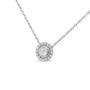 .925 Sterling Silver 1/2 Cttw Round Diamond Halo Circle Pendant 18" Necklace (I-J Color, I2-I3 Clarity)-3