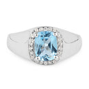 1.62 Carat Genuine Blue Topaz and White Topaz .925 Sterling Silver Ring-3