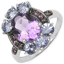 4.04 Carat Genuine Amethyst & Tanzanite .925 Sterling Silver Ring-1