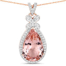 8.14 Carat Genuine Morganite and White Diamond 14K Rose Gold Pendant-1