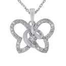 .925 Sterling Silver 1/4 cttw Prong-Set Diamond Butterfly 18" Pendant Necklace (H-I Color, I1-I2 Clarity)-1