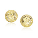 14k Yellow Gold Puff Round Earrings with Diamond Cuts-1